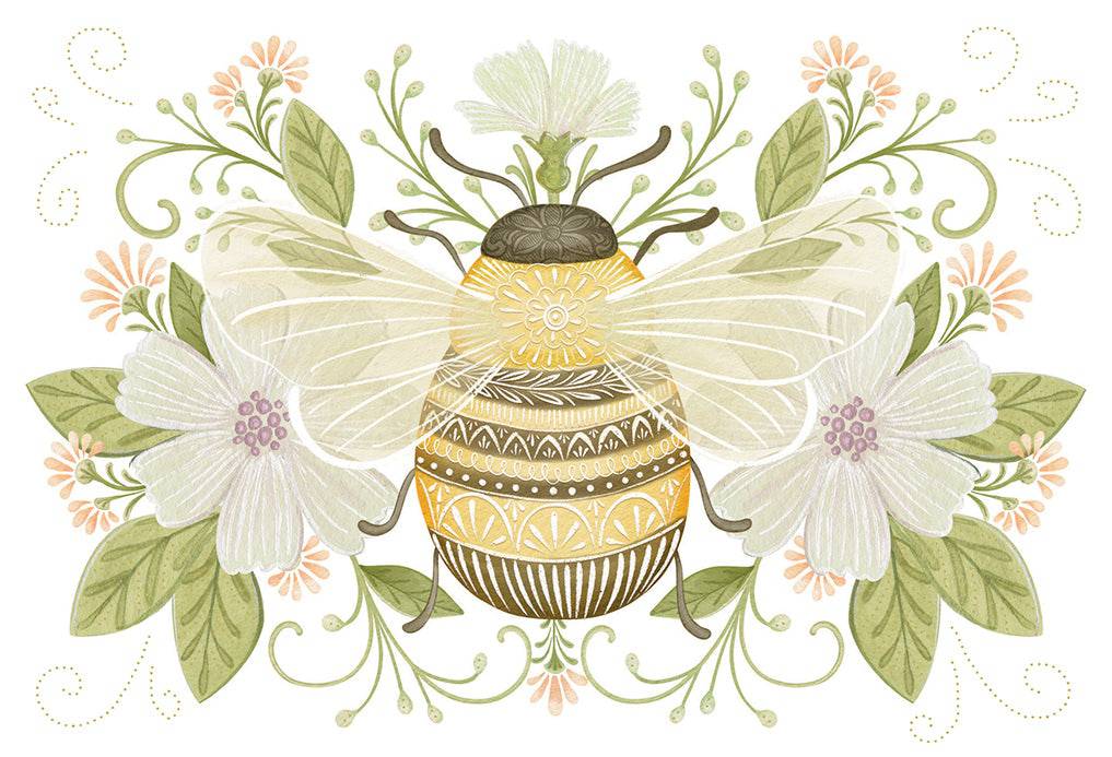 Bee birthday card from Pictura's Sienna's Garden collection featuring a colorful bee design on a cheerful greeting card.
